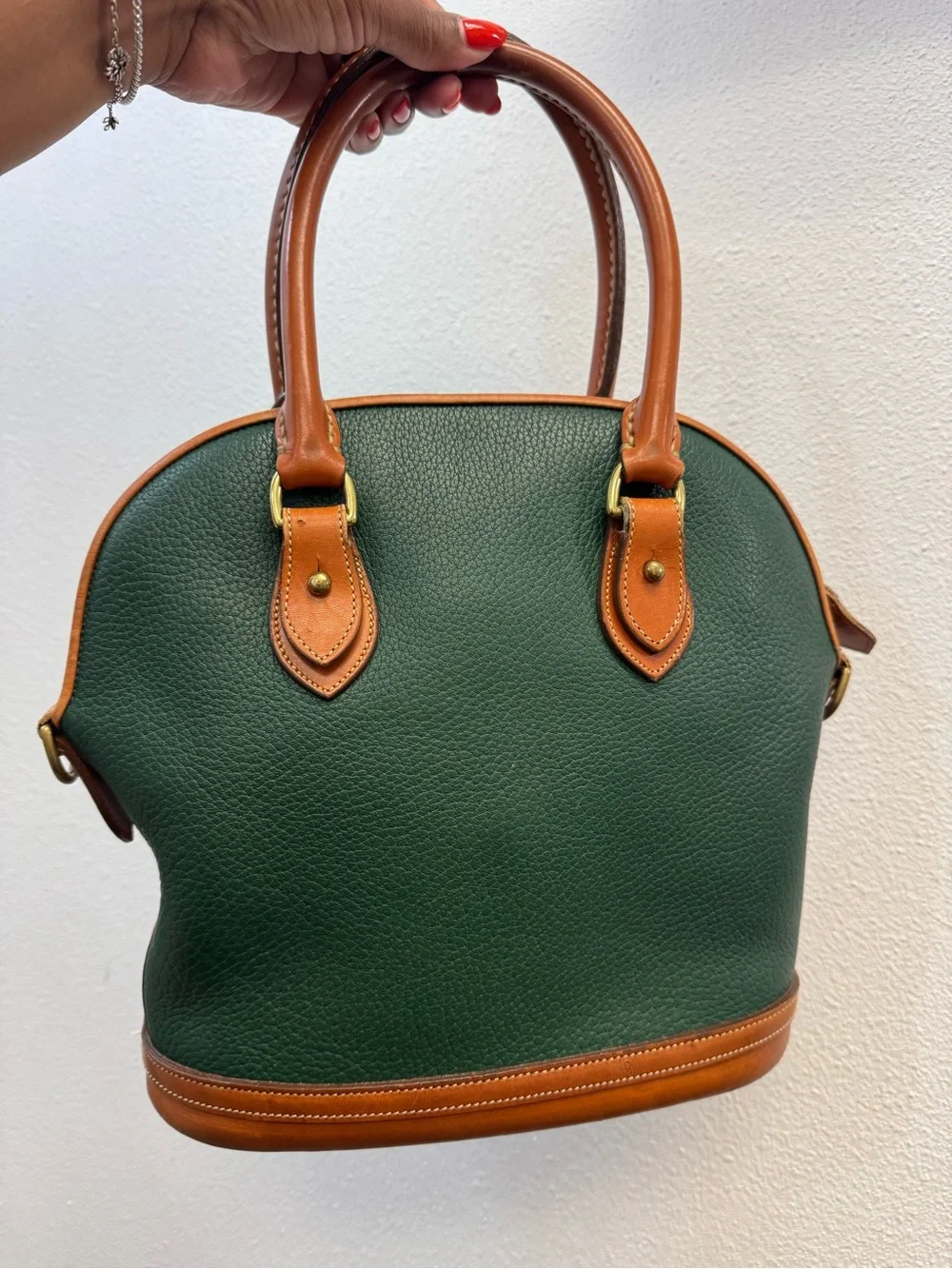 Vintage Dooney & Bourke Norfolk Green Pebbled Leather Satchel